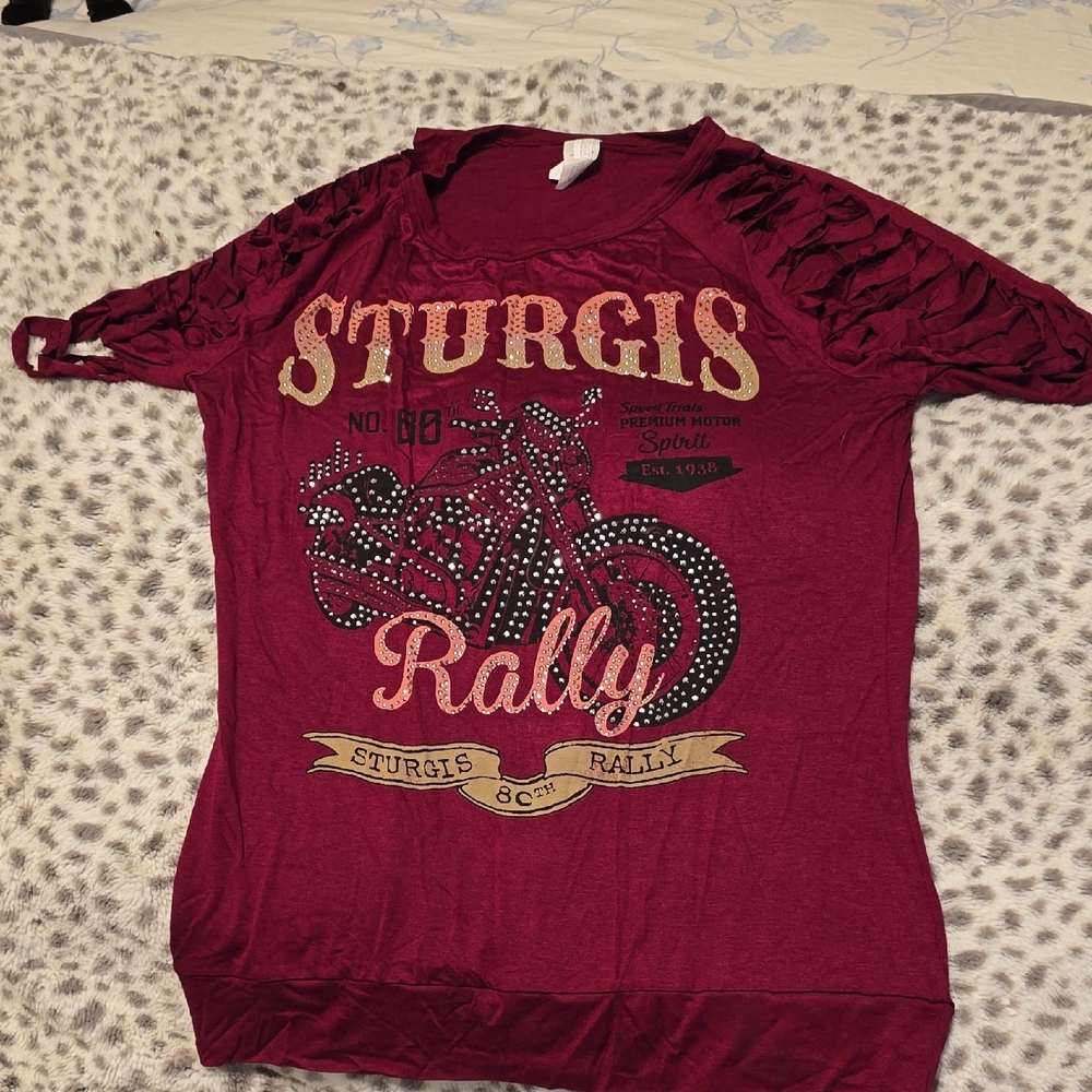 Liberty Womens Sturgis Rally Burgundy T-Shirt